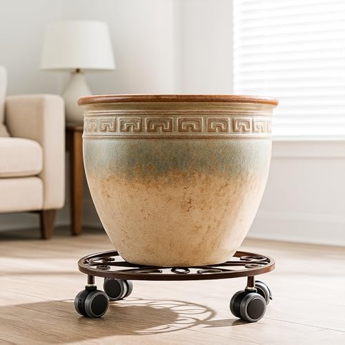 8 Pack Plant Caddy with Wheels & Saucers (Bronze)