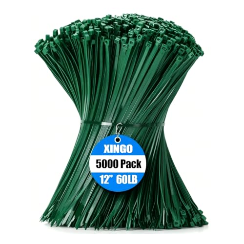 5000 PCS Garden Green Zip Ties 12 Inch (12 Inch(60 lbs, 5000 pcs) / Garden Green)