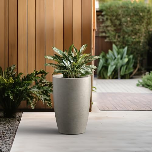 Small Round Tapered Weathered Concrete Planter 18.1" Tall (Weathered Concrete / 18.1"H (Single Planter))