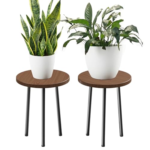 Plant Stand Indoor 2 Pack (Walnut / 14"&14")