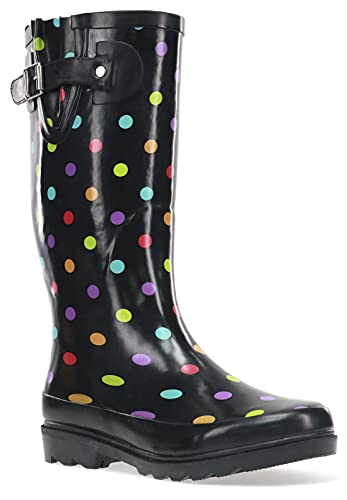 Women's Tall Waterproof Rain Boot (8 / Dot City Black)