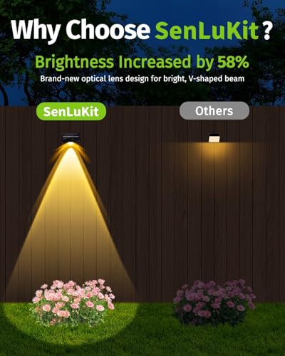 Solar Fence Lights Outdoor Waterproof High Brightness LED Spot Lens Deck Lights 7 Mode Warm & Cool White RGB Solar Powered Wall Lighting Decor for Outside Patio Step Backyard Railing Pool (8 Count)
