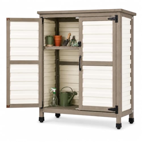 32" Small Outdoor Storage Cabinet (White / 32" x 13" x 40")