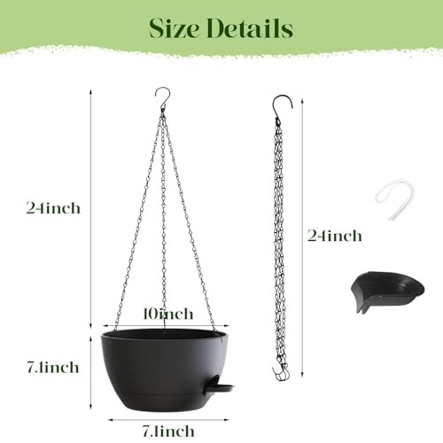 2 Pack 10 Inch Self Watering Hanging Planters for Indoor Plants (2 Count)