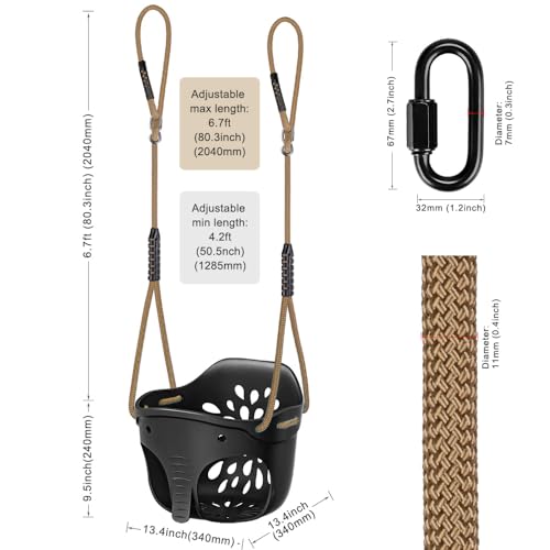 Black High Back Full Bucket Toddler Swing Seat w (Black)