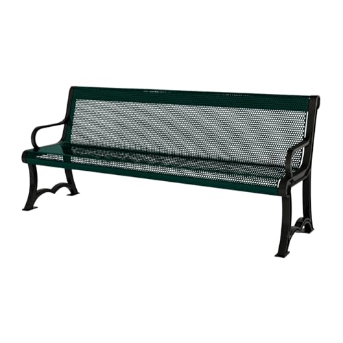 Bench Textured Dark Green (Textured Dark Green / 4 Ft, Garden Bench with Back, Punched Steel)