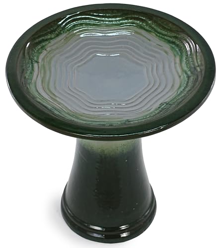 Ceramic Bird Bath for Outdoors (Grass Green)