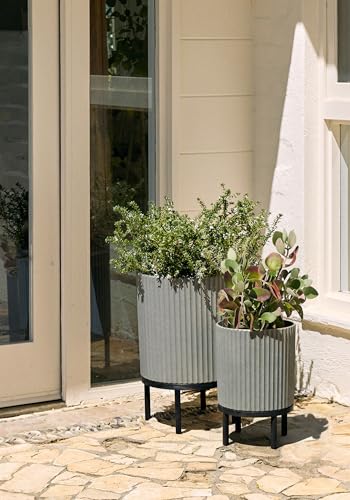 Demi Series Raised Duo Planters (Gray/Black / Bundle - 2 Pack)