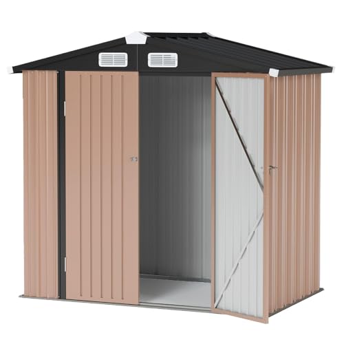 6x4FT Outdoor Storage Shed Brown (Brown / 6' x 4')