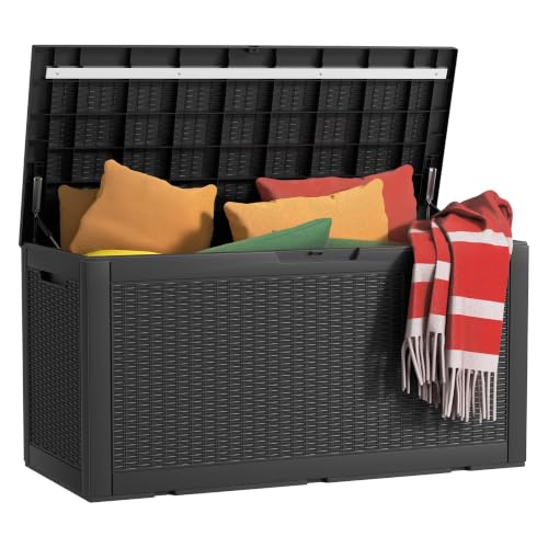 120Gal Outdoor Storage Box Waterproof Deck Box (Black / 120 Gallon)