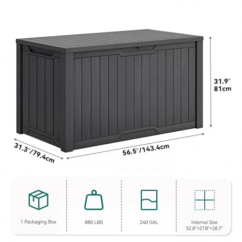 240 Gallon Extra Large Outdoor Storage Deck Box (Deck Box / 240 Gallon / Dark Gray)