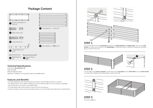 8x2x1ft Green Metal Raised Garden Bed Kit (Green / 8x2x1 ft)