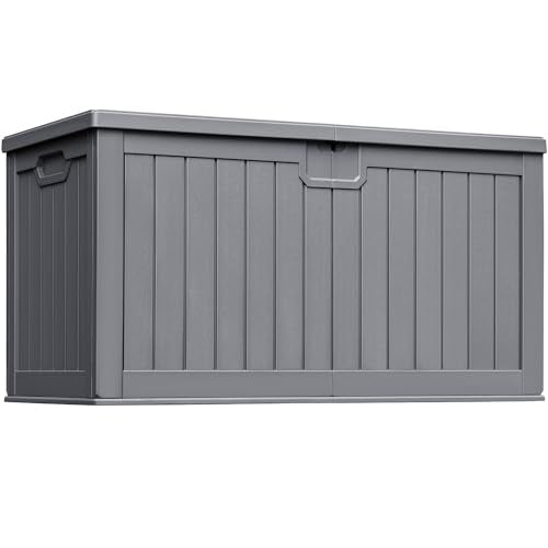 230 Gallon HDPE Outdoor Storage Box with Removable Dividers (230 Gallon / Gray)