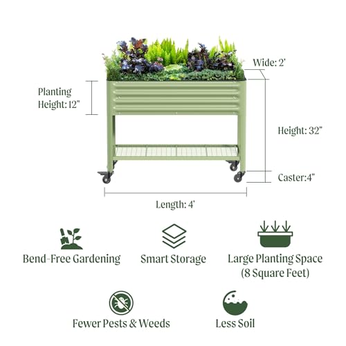 Rolling Elevated Raised Garden Bed
