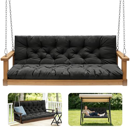Porch Swing Cushions (Black / 47x 40 inches)