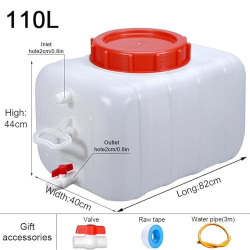 Water Container 50L 80L 110L 200L Heavy Duty Water Bucket Water Carrier (3718.4 Fl Oz)