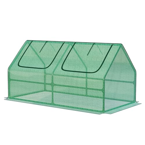 4 x 2 x 2 ft Mini Greenhouse with 2 Zipper Doors (Green / 4 x 2 x 2 ft)