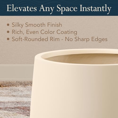 12.6" Premium Conico Fiberstone Outdoor Planter (Kilim Beige / 13" H x 12.6" D)
