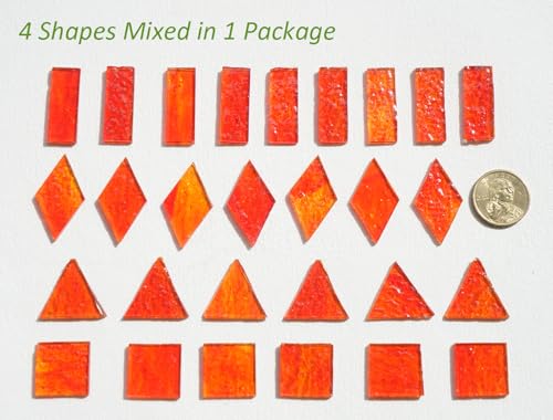 Large Textured Glass Mosaic Tiles (Fire Red)