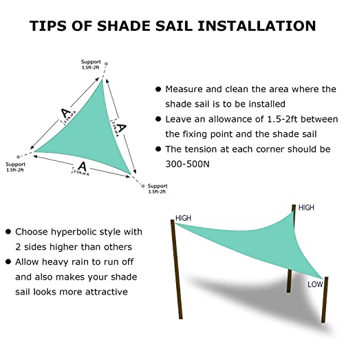 15'x15'x21' Sun Shade Sail Turquoise Curved Triangle Customizable (Turquoise / 15'X15'X21'custom)