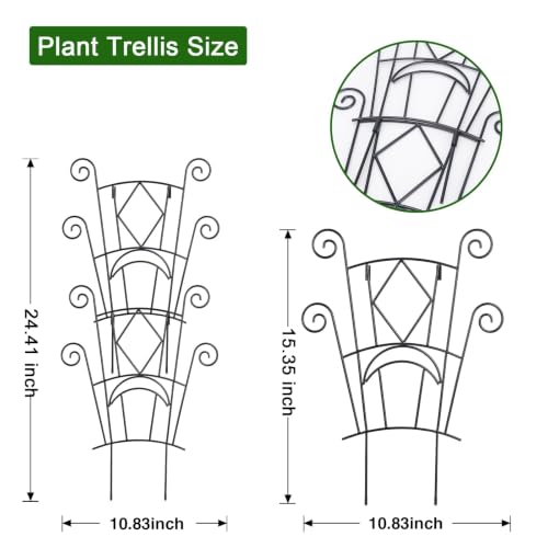 4 Pack Stackable Metal Plant Trellis for Climbing Plants Outdoor