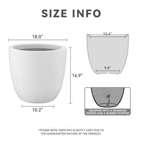 18" Dia Round Concrete Planter (Pure White / 18"d)