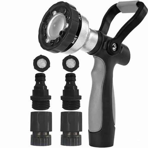 Garden Hose Nozzle with Quick Connect Set (Black Grey-Set)