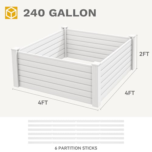 4 x 4 x 2 FT Raised Garden Bed (White / 4x4x2ft)