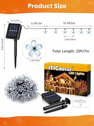 Solar Flower String Lights Outdoor Waterproof Fairy Lights (Orange / 1 Pack)