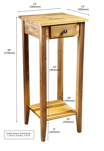 2 Tier Solid Acacia Plant Stand w (Natural)