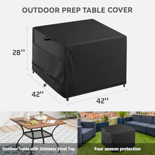 Outdoor Patio Square Table Cover 42 inch Black Heavy Duty Waterproof Cover
