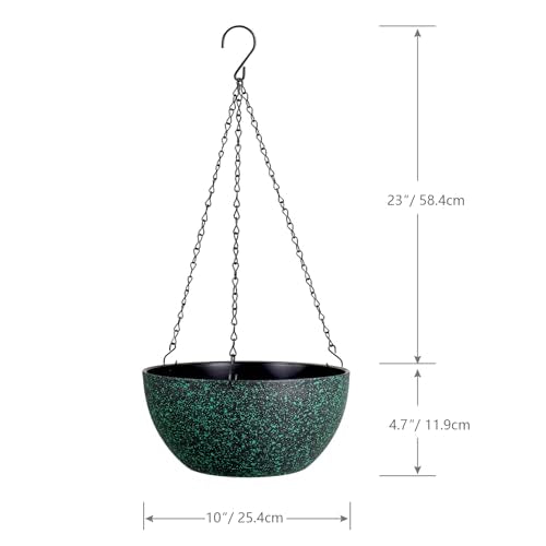 10inch Hanging Planters for Outdoor Indoor Plants with Drainage Holes and Chain (2 Count)