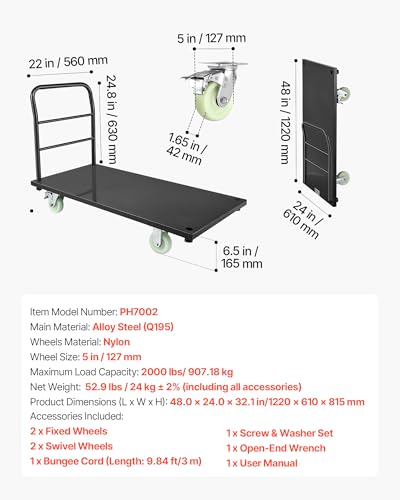 Heavy Duty Platform Truck (48.0 x 24.0 x 32.1 in/1220 x 610 x 815 mm)