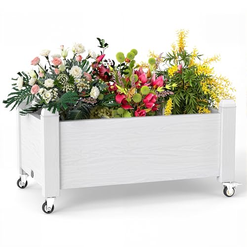 Small Raised Garden Bed with Wheels (Ashen / 30.04*17.72*17.56)