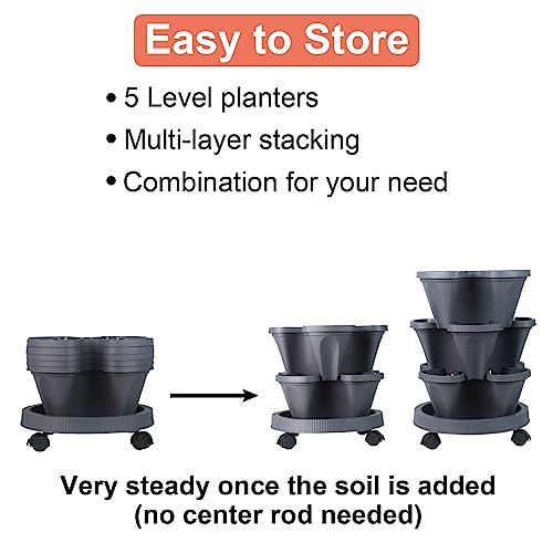 Stackable Planter (Dark Gray / 5Tier-2 Pack)