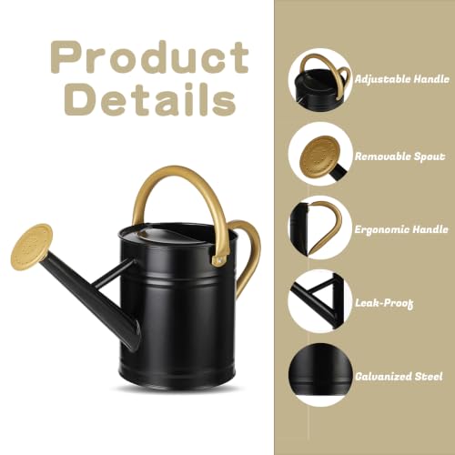 1 Gallon Watering Can for Plants (Black-gold)