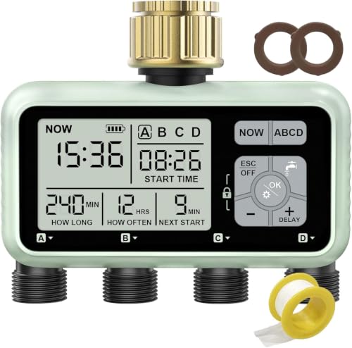 Watering Timer 4 Zone with with Brass Inlet (4 Outlets with Brass Inlet)