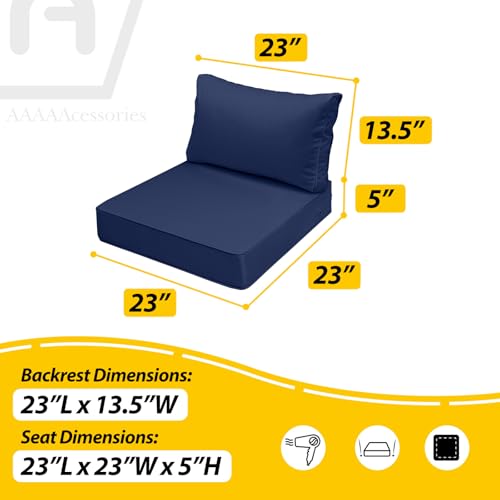 Outdoor Chair Cushions (Navy Blue / 23"x23"x5" / 23"x13.5")