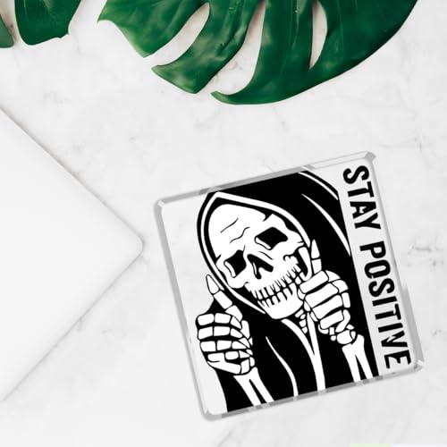 Gothic Decor Vintage Stay Positive Skull Acrylic Sign (StayPositiveT)