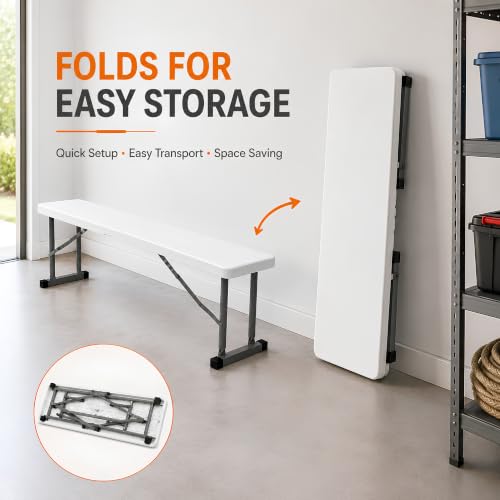 2.75ft Plastic Folding Bench (2 Count)