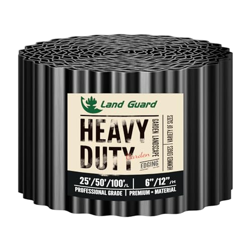 Corrugated Garden Edging Border (Glossy Black / 12 Inch×100 Ft)