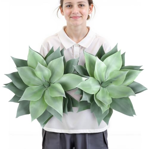 Outdoor Faux Plants UV Resistant Fake Agave Plant Artificial for Indoor and Outdoor Decor (Green-1 Pack)