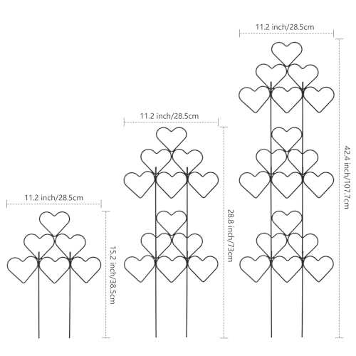 12 Pack Trellis for Climbing Plants Outdoor 15 Inch (Black - Heart / 12 pack)