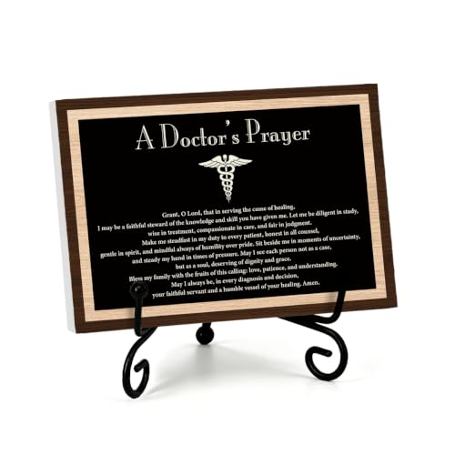 Doctor Prayer Gift for Home Office Book Shelf Table Decor 5.5x7.9Inch (Multicolor 1754 / Wooden sign with iron frame（5.5 x 7.9 inches）)