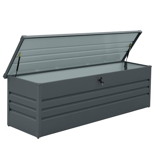 260 Gallon Waterproof Metal Deck Box (Black / 260 Gal(Metal))