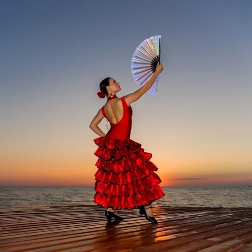 Large Holographic Folding Hand Fan for Line Dance (Fantastic)