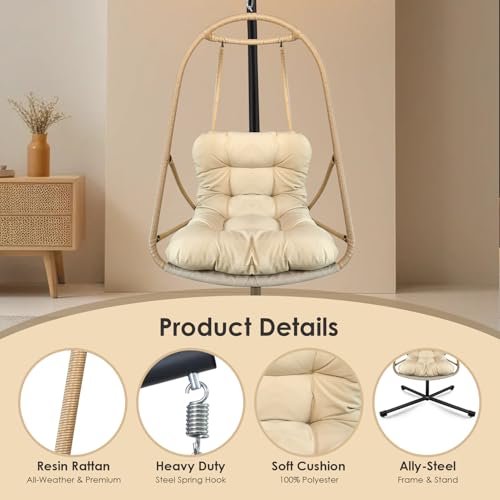 Swing Egg Chair Foldable Frame Hanging Chairs (Stand Black)
