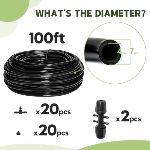 100FT 1 4 Inch Drip Irrigation kit Tubing Distribution Hose Tube for Garden Drip Irrigation System (100FT 1/4" Distribution tube)