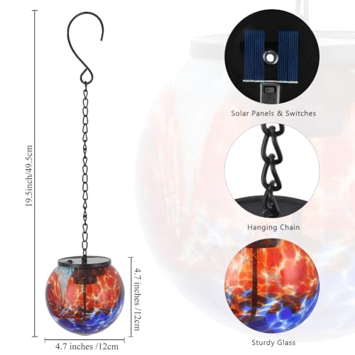 Solar Hanging Lanterns Outdoor Waterproof (Blue Splash-ink)