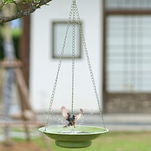 30" H*12.4" W Solar Fountain Hanging Bird Bath (Multicolor-b)